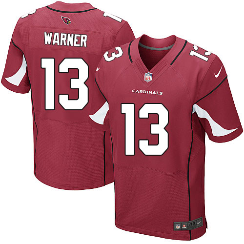 Men's Elite Kurt Warner Nike Jersey Red Home - #13 NFL Arizona Cardinals